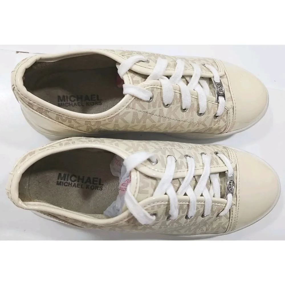 Michael Kors ~ Girls US Size 5Y ~Ivy Dee Vanilla Color Sneakers Shoes Logo.